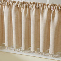 Cortina Corta Bohemia Japonesa 1pc En Poliéster Con Borlas Estilo Rod Pezón Para Ventana Puerta Armario Decoración De Ventanas Y Puertas - details 1