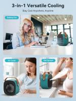 Aire acondicionado portátil-Enfriador de Aire personal recargable de 4000 mAh, mini aire acondicionado with 3 velocicidades, ventilador de refrigeración de escritorio Silencioso para el hogar - details 3