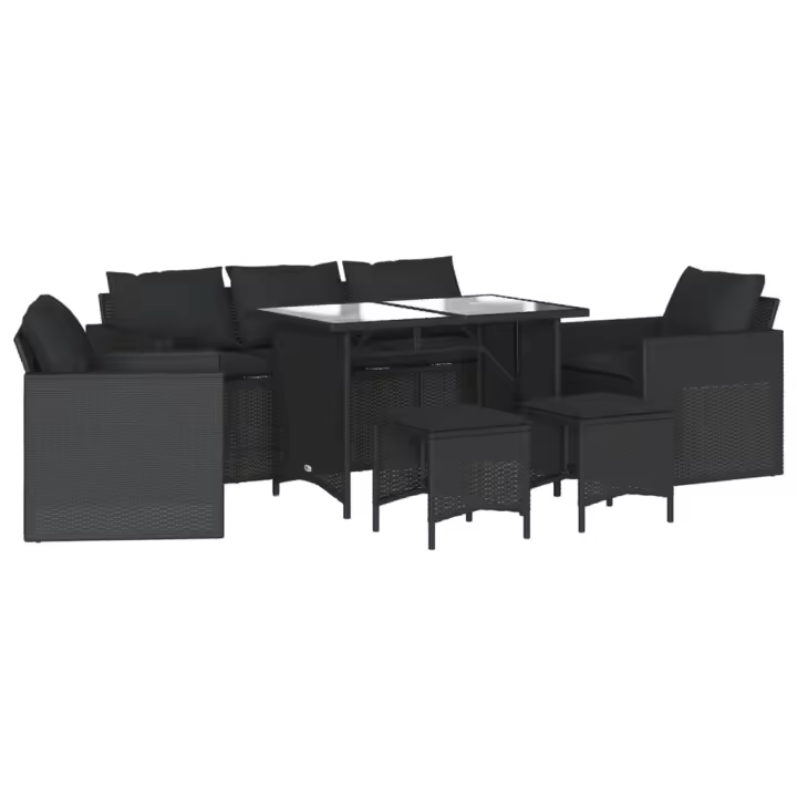 vidaXL Set de sofás de jardín 6 piezas y cojines ratán sintético negro - 1