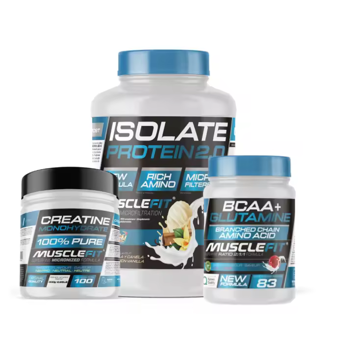 Musclefit Pack Súper Ahorro Proteína ISO 2kg + Glutamina + BCAA 500g + Creatina Monohidrato 300g - 1