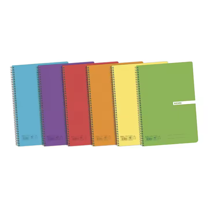 Libretas ENRI, Enri, Pack 3/5 Libretas de Cuadriculadas,  Cuadernos A4 (Folio), Cuadrícula 4x4 Tapa Plástico, 80 Hojas. Pack 5 Libretas 90g de gramajes, Colores Aleatorios - 1