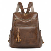 Nueva mochila de cuero, estilo retro, informal, de gran capacidad, con múltiples compartimentos para Mujer - details 0