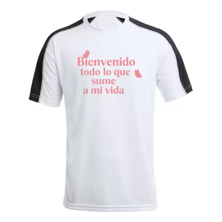 MERCHANDMANIA CAMISETA técnica franja mangas NEGRA frase bonita consejo positivo amistad tshirt - 1