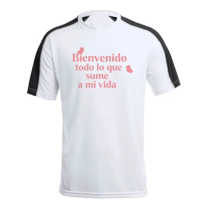 MERCHANDMANIA CAMISETA técnica franja mangas NEGRA frase bonita consejo positivo amistad tshirt - 1