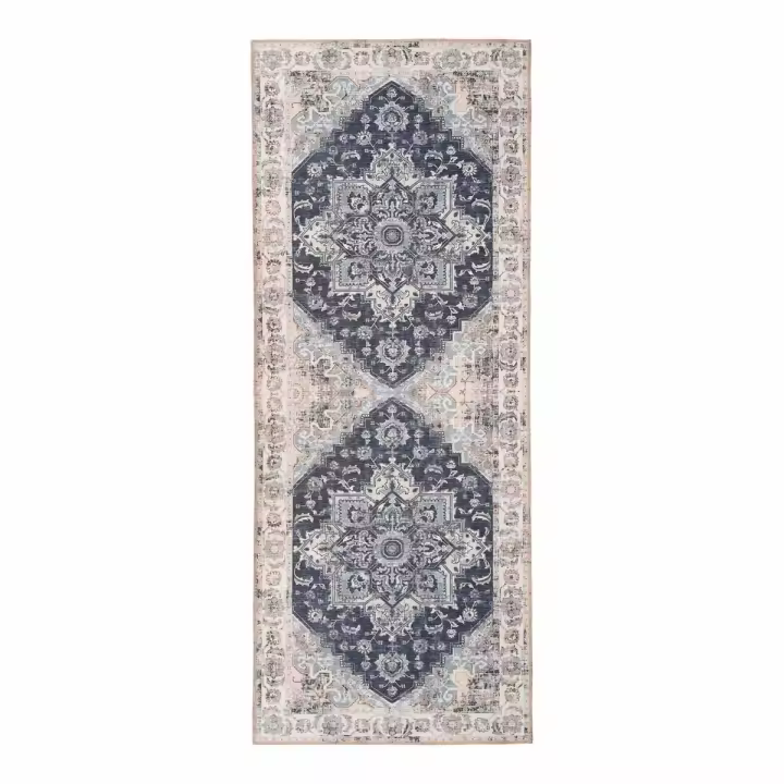Alfombra Rectangular Habana, Poliestireno Chenilla, Azul, 200x80x1 cm - 1