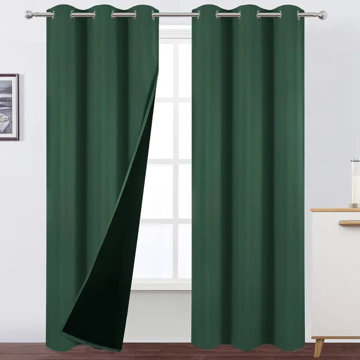 Cortinas Verdes Opacas 40x84 Pulgadas - Pack 2 Paneles - 1