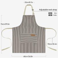 Delantal de Algodón de Malla a Rayas, delantal de Cocina Con bolsos para Cocinar Pintura de jardinería, delantal ajustable para Cocina Jardín (GRIs) - details 2
