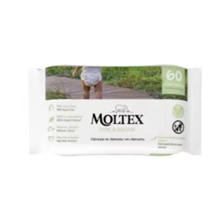 Toallitas Pure & Nature Moltex 60 UDS - Paquete de toallitas naturales y suaves para todo uso - 1