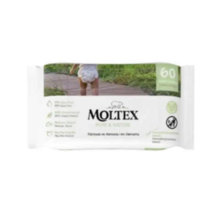 Toallitas Pure & Nature Moltex 60 UDS - Paquete de toallitas naturales y suaves para todo uso - 1