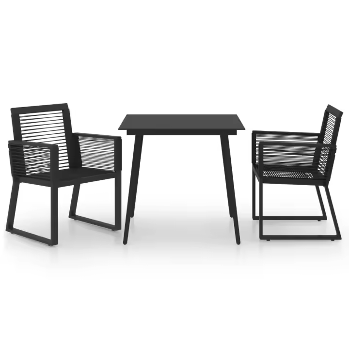 vidaXL Juego de comedor de jardín 3 piezas ratán PVC negro - 1