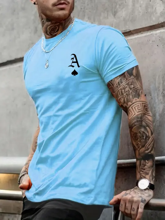 Camiseta Casual Para Hombre Verano Algodón 100% Manga Corta Estampado A-Letters Talla Grande Cuello Redondo Transpirable - 1