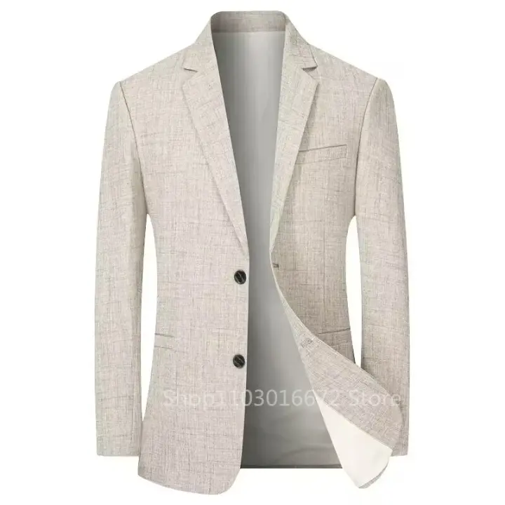 Chaleco De Lino Para Hombre Beige/Blue Traje De Negocios Casual Elegante Cierres Únicos Estilo Formales Adecuado Para Primavera Y Verano - 1