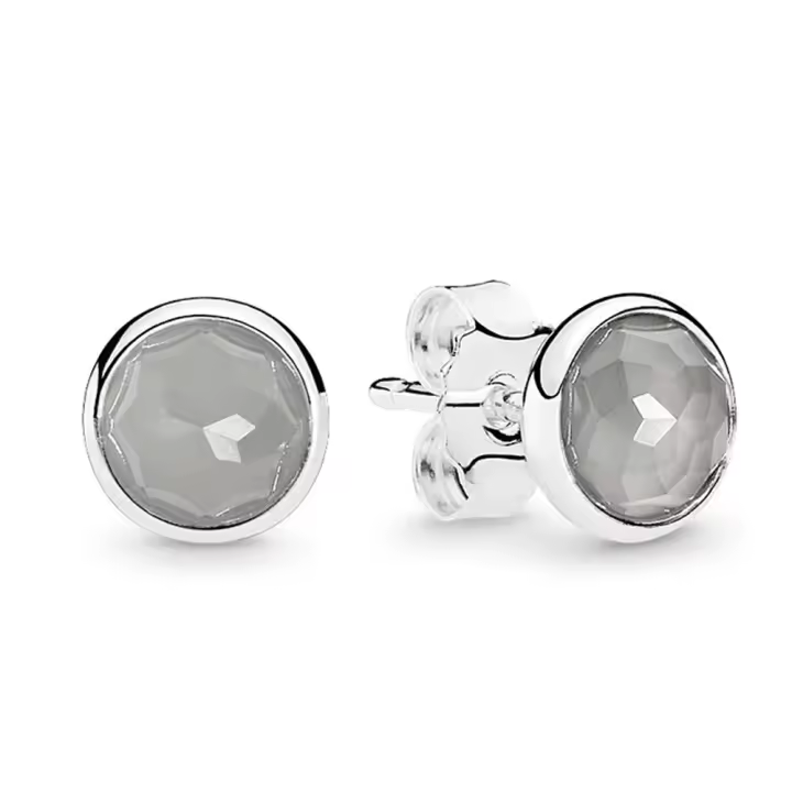 Pandora 290738MSG Pendientes de plata de junio con piedra de luna gris - 1