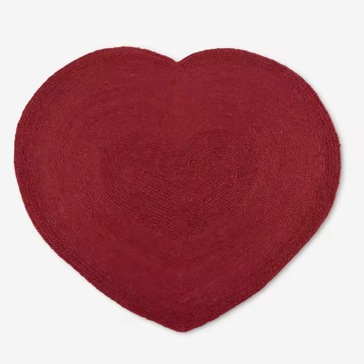 LINEA PARALELA Mantel Individual Artesanal Hecho a Mano Corazón Rojo Yute 45x55 cm - 1