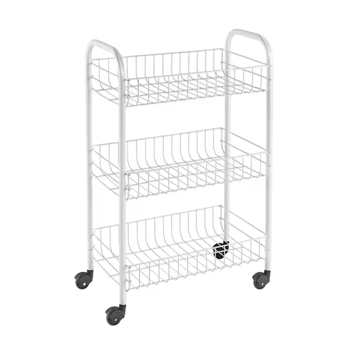 Carro Auxiliar de Almacenamiento con Ruedas 62x26x38 cm para Cocina, Hogar y Restaurante. Carrito de Metal Organizador Multiusos de 3 niveles Ligero y Resistente. - 1