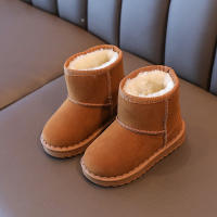 Botas De Nieve Para Niños Invierno Antideslizantes Color Sólido Calientes Con Patrón Suave Y Grueso Bajo Material De Suela RUBBER Talla True Fit Para Edad 4-6 - details 2