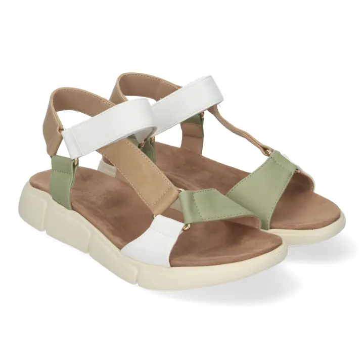 PuntoSalao Sandalias planas tiras cruzadas cierre velcro mujer color verde AD-3269 - 1