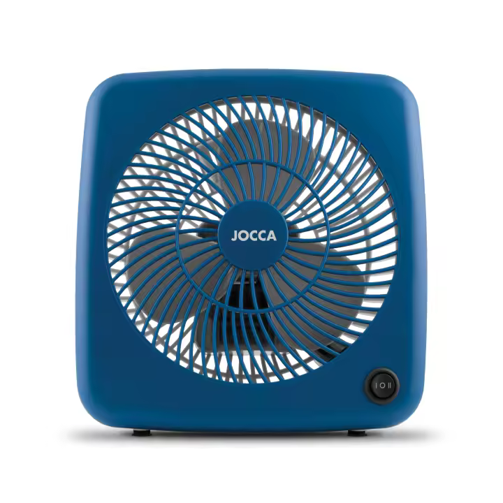Mini ventilador Jocca de diseño compacto y elegante con estructura robusta con esquinas redondeadas, 2 velocidades de gran caudal de aire, 3 aspas, 30W de potencia y asa para fácil transporte - 1