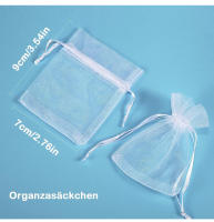 100 bolsas de regalo de organza de lavanda, color blanco, 7 x 9 cm, para joyas, preferencias de boda - details 2