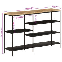 vidaXL Mesa consola madera maciza mango rugosa y hierro 110x30x75 cm Mesa de sofá Mesa de Entrada para Salón Consola de Entrada Mueble Recibidor Mesita Mesa auxiliar Salon - details 5