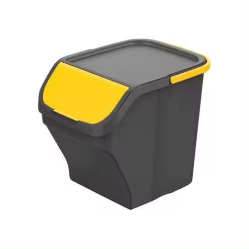 MONDEX Cubo apilable 25L gris con tapa amarilla - Sistema reciclado - MONDEX - 77906 Cubo con tapa Limpieza Cubos Basura - 1