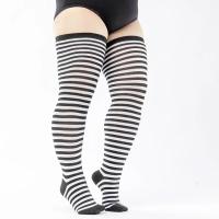 Calcetines Altos Para Mujer Talla Grande Calcetines De Rodilla Oscuros Y Blancos Con Rayas 3XL Poliéster Spandex Unisex - details 3