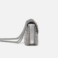 Bolso De Noche Elegante Con Diamantes Y Cadena Lujosa Para Mujer Bolso De Mano De Fiesta Bolsa De Envelope PU Con Cierre De Cremallera - details 6