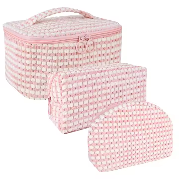 Bolsa de aseo de 3 piezas, bolsa de maquillaje de viaje grande, bolsa de cosméticos estética, bolsa de lavado de viaje portátil, organizador de maquillaje, bolsa de almacenamiento para mujeres, niñas y niños - 1
