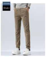 Pantalones Casuales Para Hombre De Cordón Otoño E Invierno Versátiles Y Moda Pantalones Largos Tejidos De Poliéster Y Algodón Estilo Recto Cierre De Cremallera - details 8