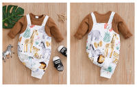 Rompecabezas De Bebé Recién Nacido Con Diseño De Dibujos Animados Y Estampado De Animales Suave Y Cómodo Para Primavera Y Otoño Con Mangas Largas Romper Unisex - details 2