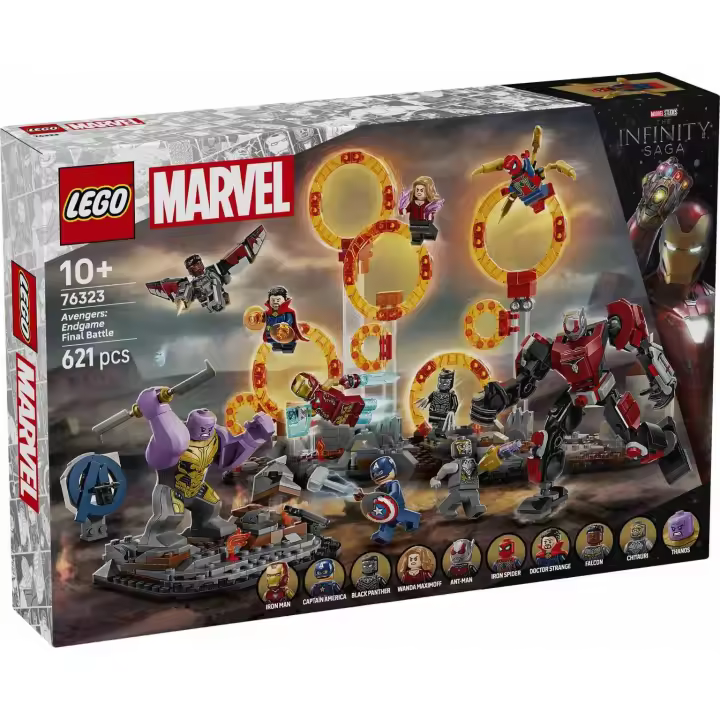 LEGO Marvel Batalla Final de Vengadores: Endgame, Juguete de Superhéroes, Figura de Thanos, Meca de Ant-Man y Minifiguras de Iron Man, Capitán América y Black Panther, Regalo para Niños y Niñas (76323) - 1