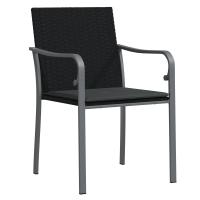 Conjunto de Comedor de Jardín de 3 Piezas con Cojines de Polirratán Negro - details 3