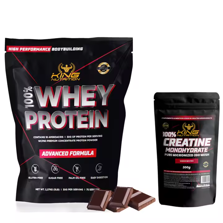 100% Whey Protein 2.27kg King Nutrition Proteina Concetrada + Creatina monohidratada 300gr mejora tu rendimiento y aumenta la masa muscular. - 1