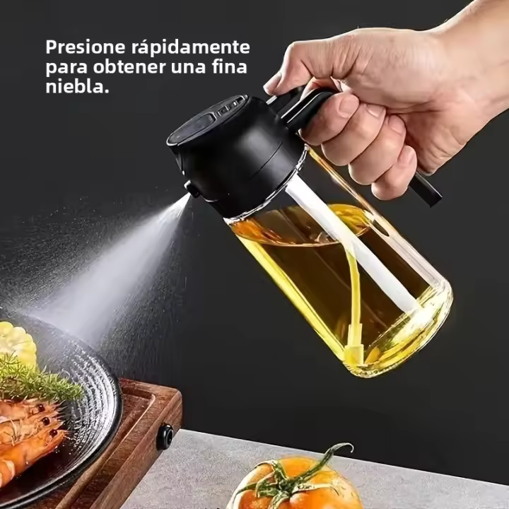 Botella De Aceite Edible Con Atomizador Para Cocina 2 En 1 Sprayer De Aceite De Oliva Para BBQ Asado Picnic Herramienta De Uso Doméstico Material Plástico - 1