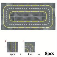 Bloques De Construcción Grandes Para Niños Baseplate De Calle Ciudad 7.51in X 7.51in Partículas Rectas Y Curvas Juguetes Educativos - details 1