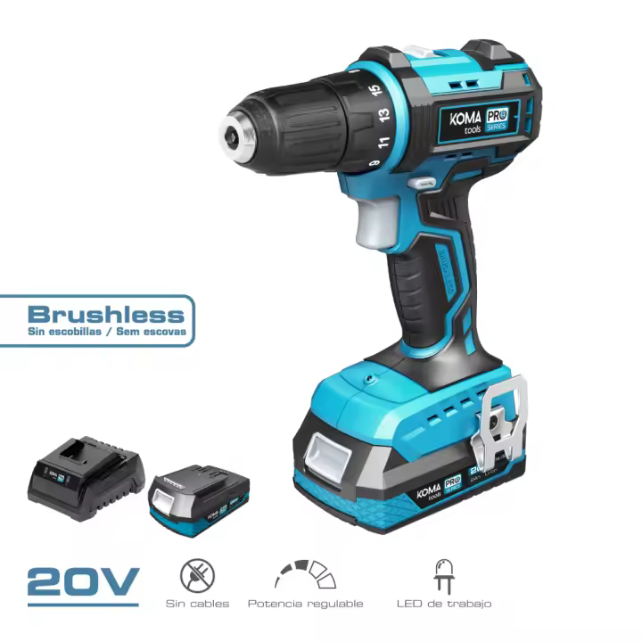 Kit Maletín Taladro Atornillador 20V Brushless Koma Tools - 1