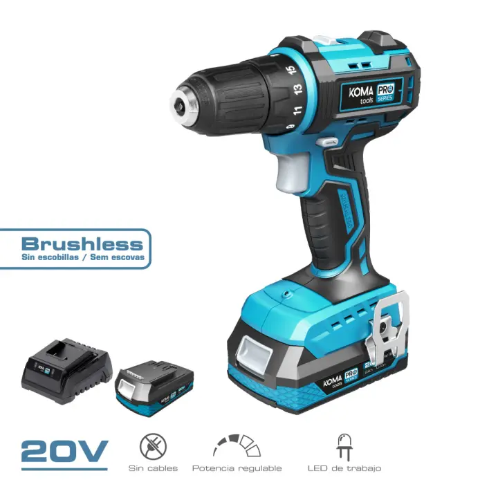 Kit Maletín Taladro Atornillador 20V Brushless Koma Tools - 1