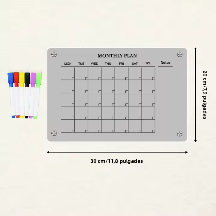 Calendario Magnético Para Nevera Planificador Semanal Y Mensual Tablero Blanco Borrable Mesa De Mensaje Para Escuela Incluye Lápiz - 1