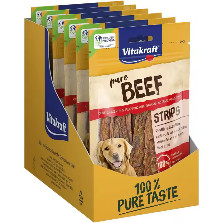 VITAKRAFT - Pure Snack 100% natural para perros sabor ternera (Pack de 10x80g) - 1