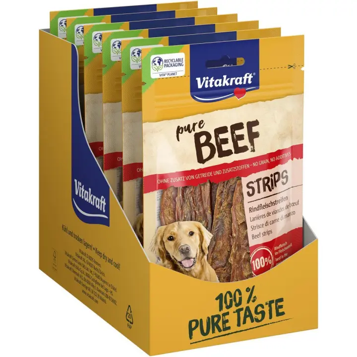 VITAKRAFT - Pure Snack 100% natural para perros sabor ternera (Pack de 10x80g) - 1