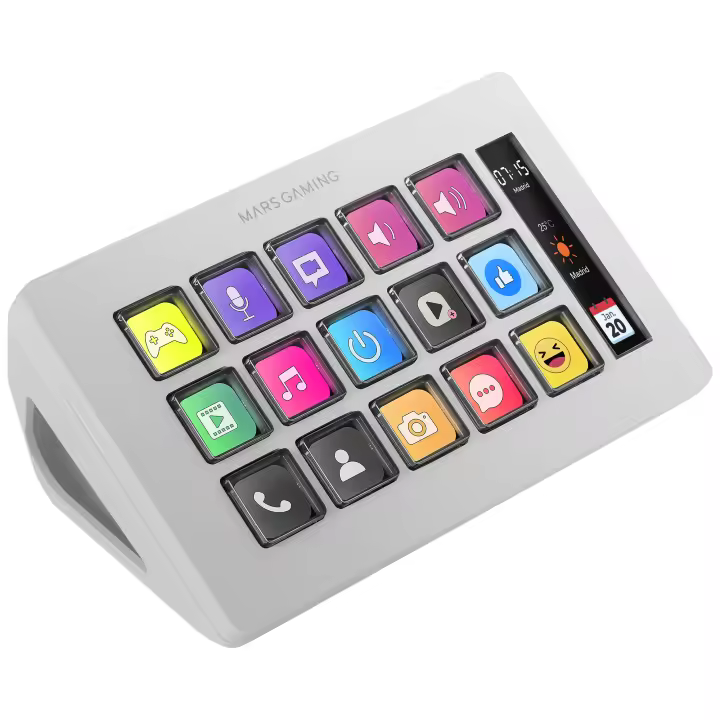 Mars Gaming MSD-ONE, Control Deck Slim, 15 Teclas LCD Personalizables, Pantalla LCD Ampliada, Software de Control y Plug-ins, Control Deck Compacto con Diseño Slim Ergonómico, Windows y MacOS, Controladora Stream Multimedia en Negro o Blanco - 1