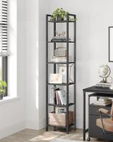 Estantería de 6 niveles multifuncional, librería espaciosa, ideal para oficina, salón, dormitorio y cocina, 40x30x187.5 cm, disponible en greige, marrón rústico y olmo pardo - details 19