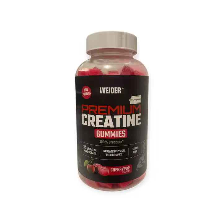 Weider Premium Creatine Gummies (160 gominolas) Sabor Cereza, con 3,5g creatina monohidrato 100% Creapure/porción, ayuda a aumentar el rendimiento físico (54 porciones) - 1