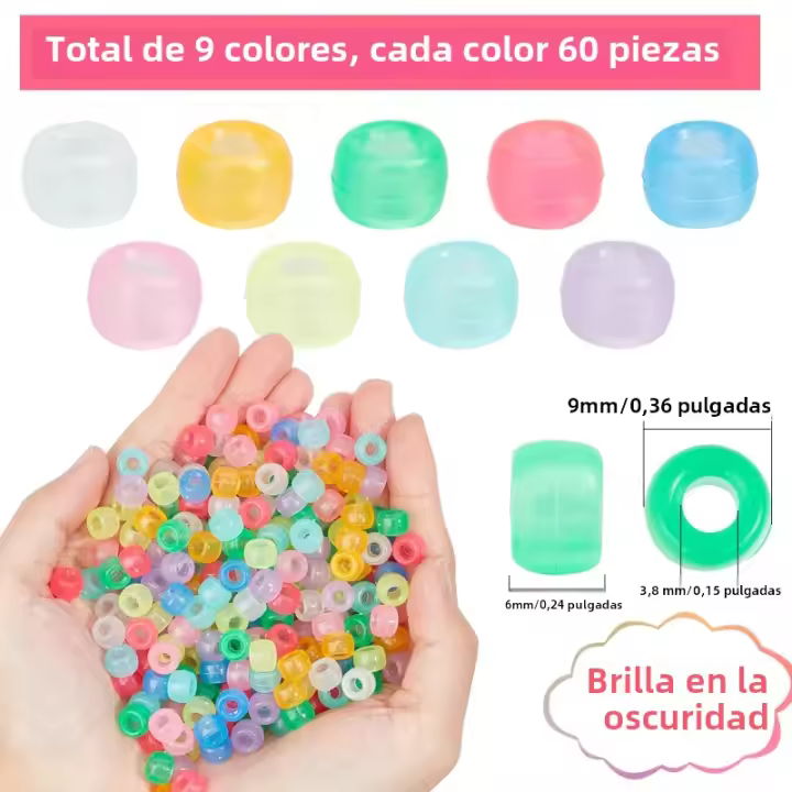 800Pcs Cuentas De Caballo Luminosas En La Oscuridad 6x9mm Cuentas De Plástico Opacas Azul Morada Para Trenzas Y Espaciadores - 1