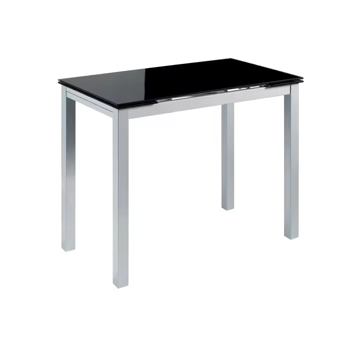 Mesa de Cocina Extensible en Cristal Templado Negro - Modelo Londres - Medidas 95 x 55/95 x 95 cm - Marca Momma Home - 1