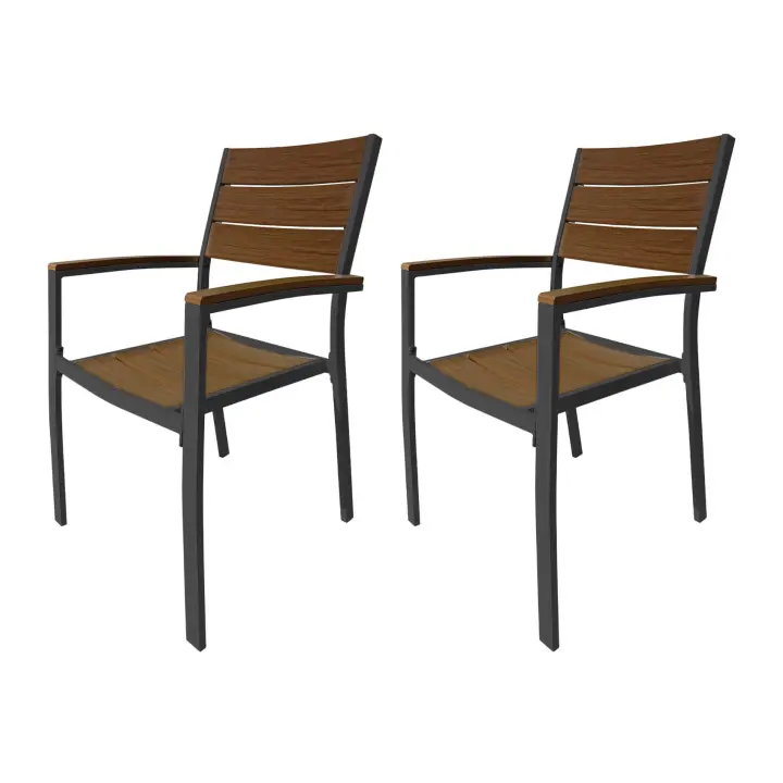 Rebecca Mueble Calden 89,5x56x60,5 Aluminio Polywood Gris Dark Marrón Modern CONJUNTO 2 piezas - 1