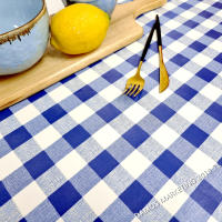 Mantel PVC, Hule, Para mesa rectangular, Fácil de limpiar,Cocina y Comedor， Impermeable, Fiesta, Primavera, Cuadro Azul,  Vicky 11472 - details 0