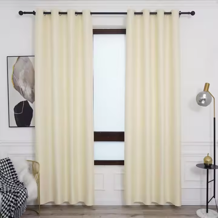 Shoppe house - Cortina para Salón Dormitorio de 140 x 260 cm - Cortina con diseño Espiga Acabado Mate con Ojales Color Amarillo - 1