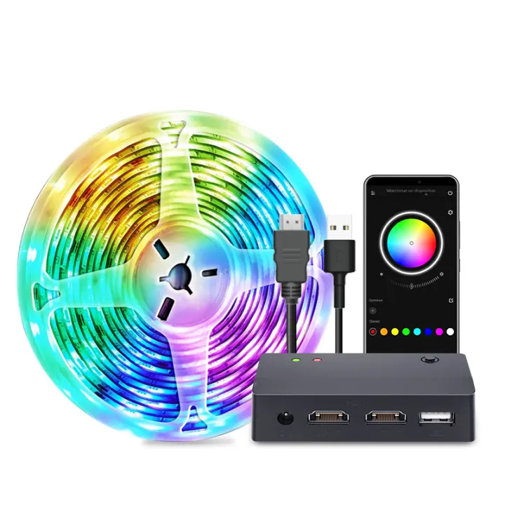 Tira De Luces LED RGB Para TV PC HDMI Dispositivos USB Kit De Luz De Pantalla Color Sincronizado Para Alexa/Google /TV Box - 1