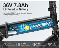 2025 Samebike Bicicleta Eléctrica plegable de 14 pulgadas Yinyu 14 36v7.8ah Bapería de Lithium desmontable de Alta velocdad Disco de motor de cube trasero - details 6